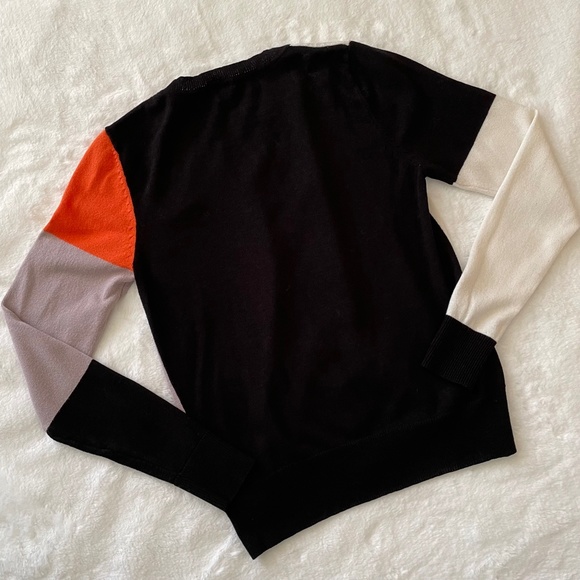 Solar Womens Black Orange Creme Fitted Cardigan Sweater Size S - Picture 12 of 16